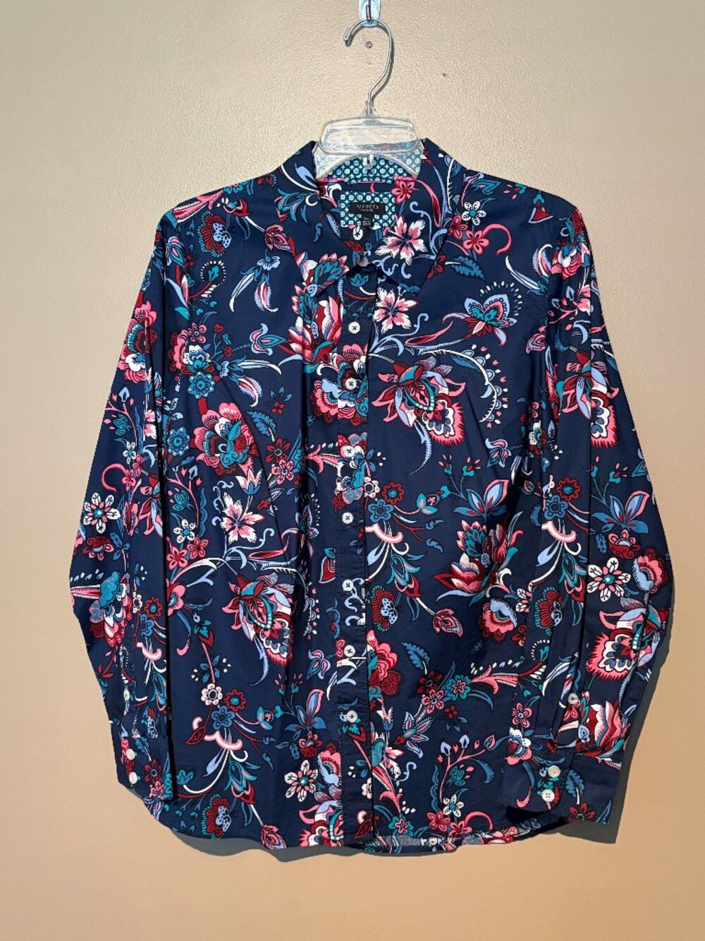 Talbots Floral Paisley Blouse, Navy/Teal/Pink/Periwinkle/Maroon, Size 1X